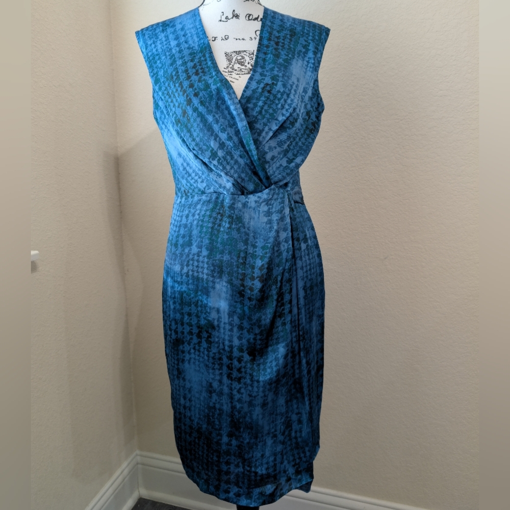 EUC•Anne Klein Vibrant, Knotted Front, Sleeveless Blues & Greens Dress•Size6👗💚